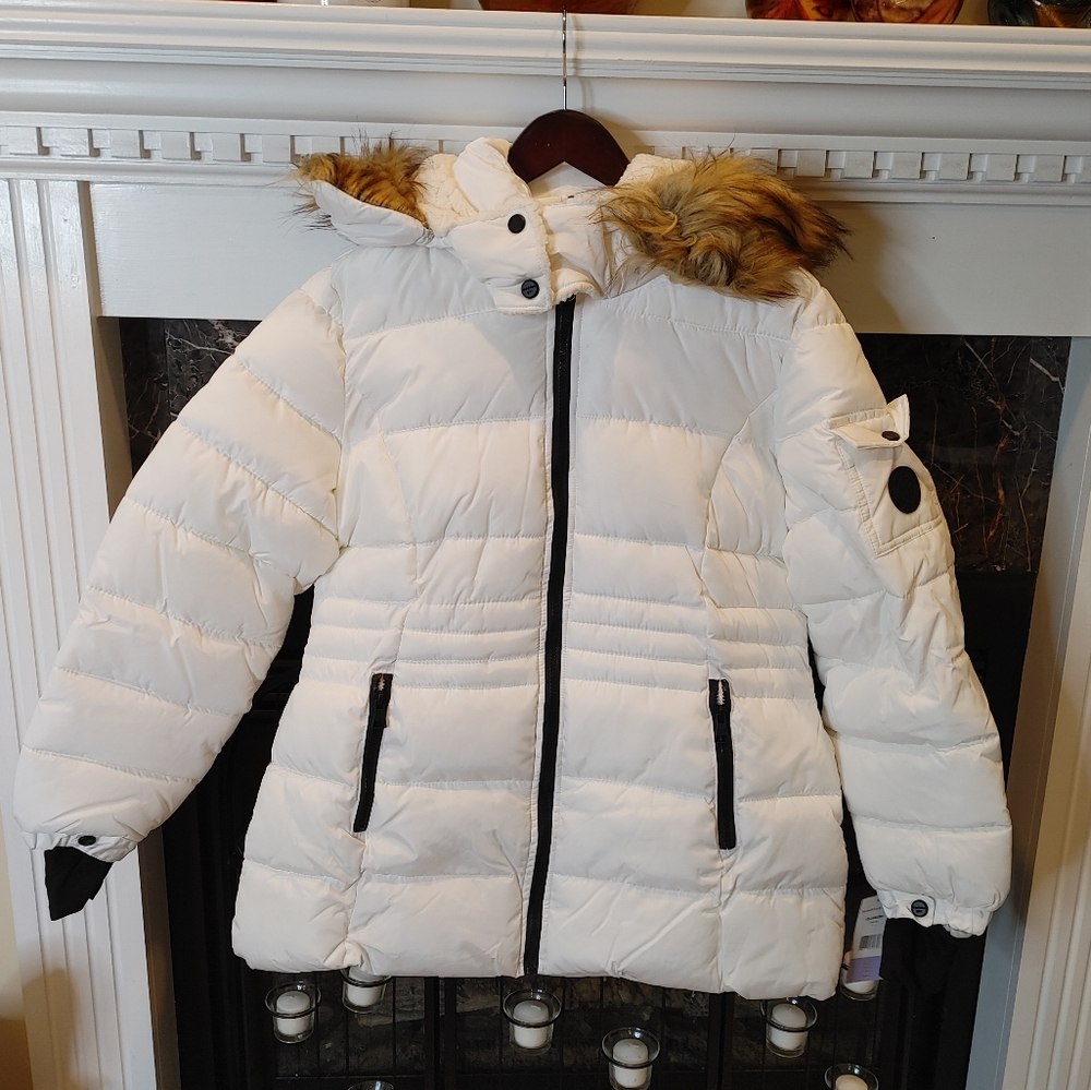 MADDEN GIRL WOMEN'S PUFFER JACKET, WHITE L - Picture 3 of 16